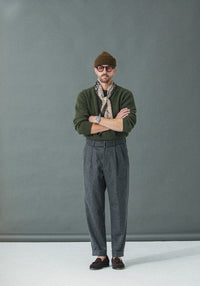 Pantalon Double Pince Flanelle Gris - Coupe Balloon